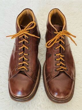 Cole Haan Men's Brown Leather Lace-Up Boots - Classic Workwear Chukka Boots 10